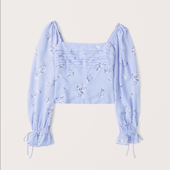 Abercrombie & Fitch Tops - Abercrombie & Fitch Pleated Floral Long cropped Sleeve Blouse XL